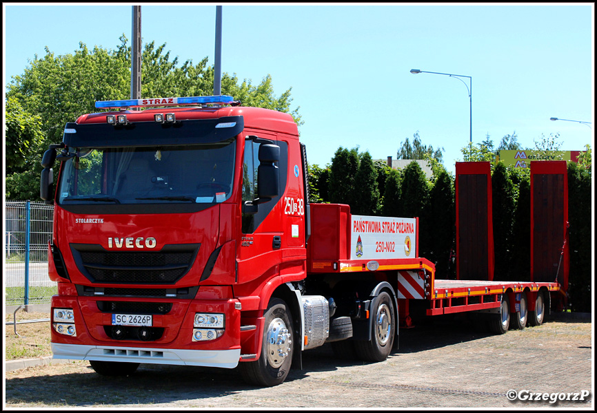 250[S]38 - Iveco Stralis Hi-Road 460/Stolarczyk + 250-N02 - Laweta EM-Tech - CS PSP CzÄ™stochowa