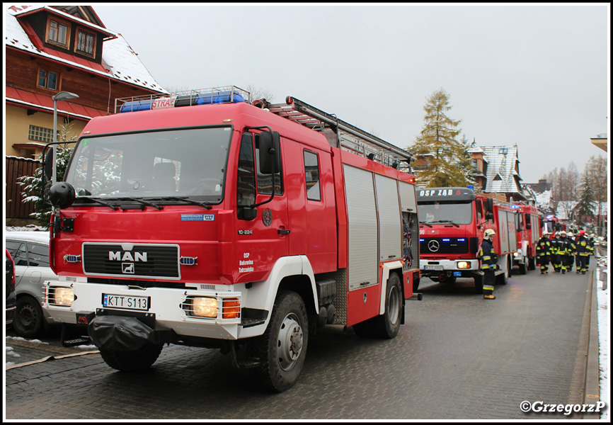 7.11.2016 - Zakopane, ul. Balzera, hotel Nosalowy Dwór - Manewry KSRG powiatu tatrzańskiego