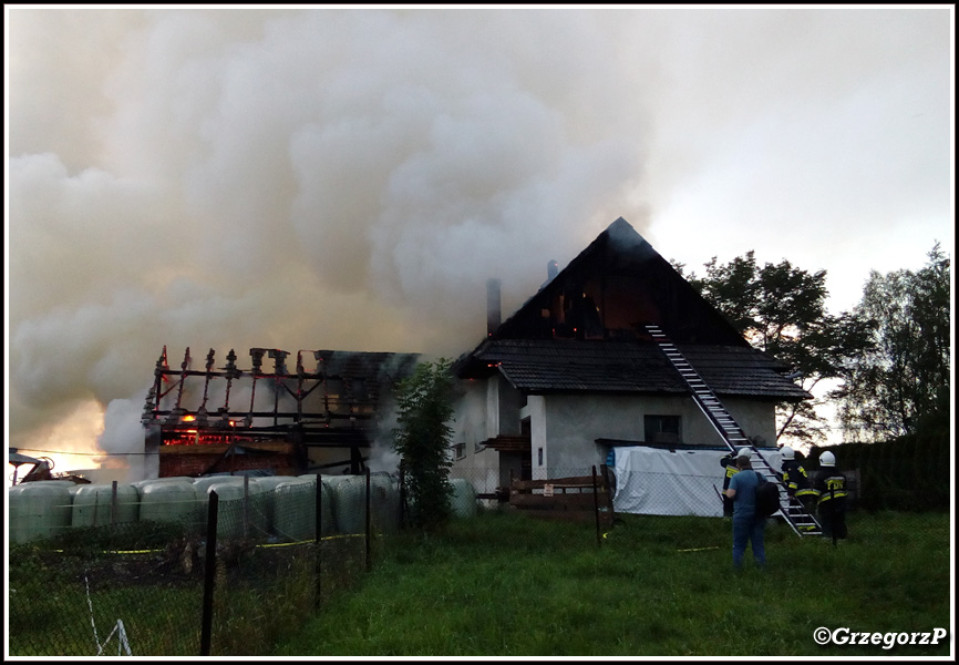 30.07.2019 - Skawa - PoÅ¼ar zabudowaÅ„ gospodarczych