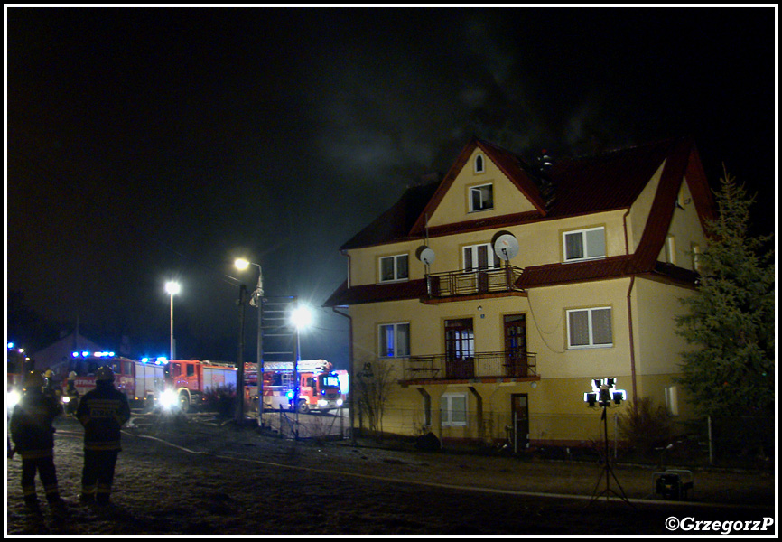 9.03.2013 - Mszana Dolna, ul. Orkana - Pożar poddasza