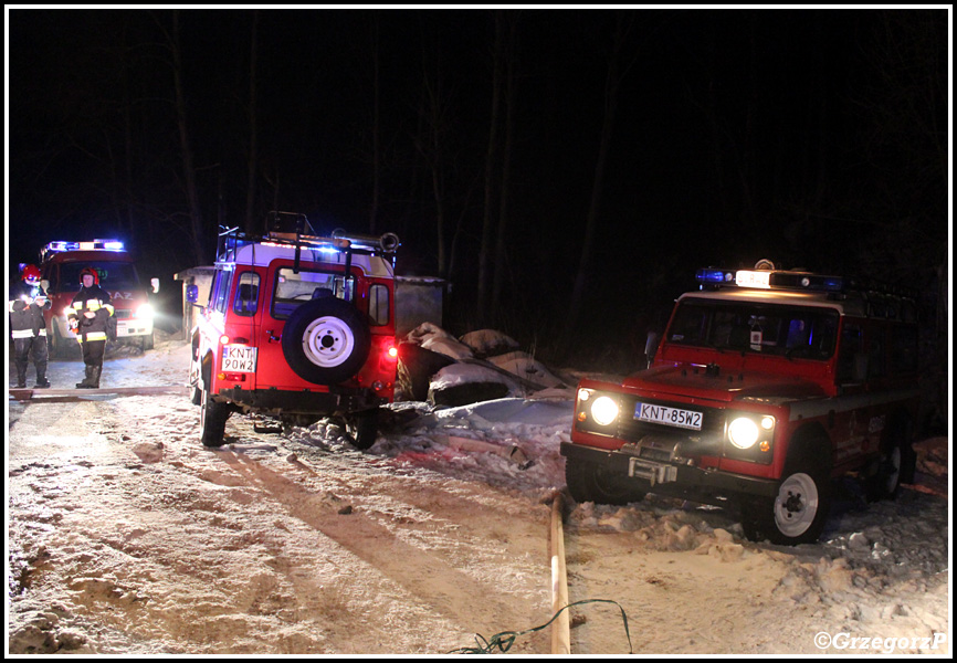 13.01.2015 - Sieniawa - PoÅ¼ar zabudowaÅ„ gospodarczych