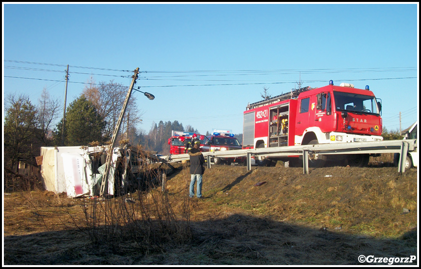 7.02.2011 - Rabka, ul. SÄ…decka - Wypadek ciÄ™Å¼arÃ³wki