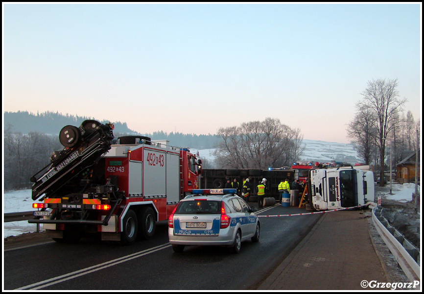20.03.2012 - Podwilk, E77 - Wypadek ciÄ™Å¼arÃ³wki