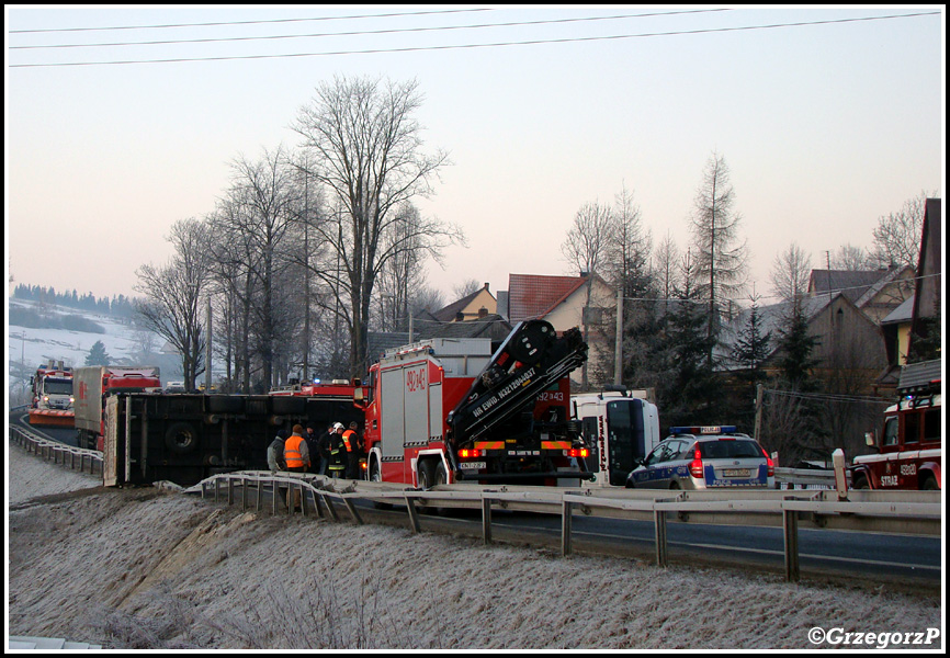 20.03.2012 - Podwilk, E77 - Wypadek ciÄ™Å¼arÃ³wki