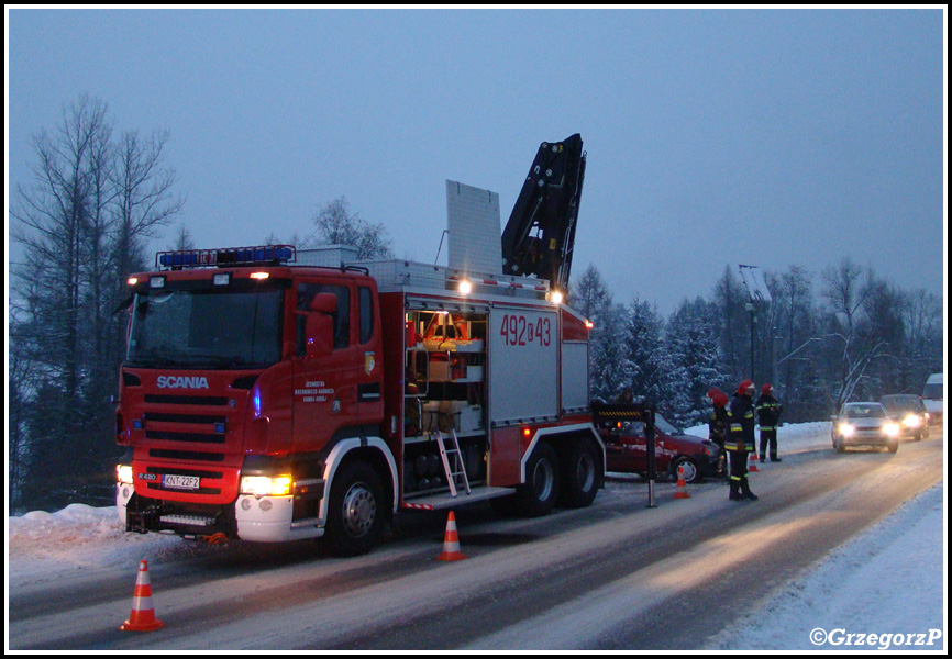 23.01.2013 - Rabka, ul. Zakopiańska - Auto na torach kolejowych