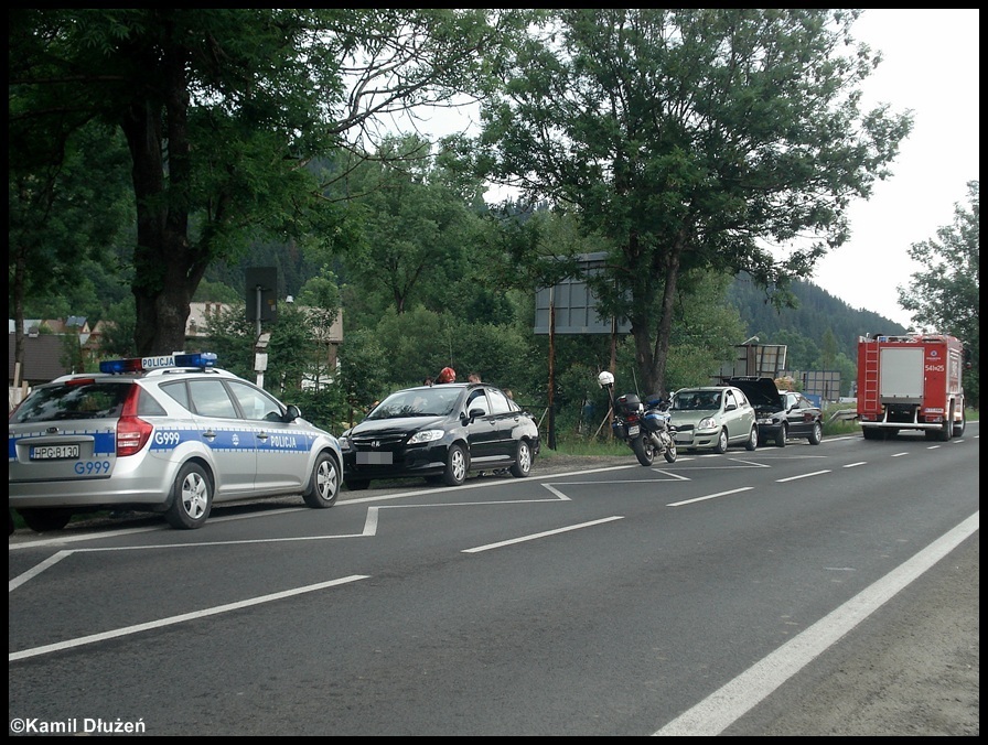 9.07.2012 - Zakopane, Ustup - kolizja 3 pojazdÃ³w