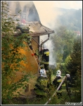 18.08.2011 - Rabka, ul. Leśna - Pożar drewnianego budynku